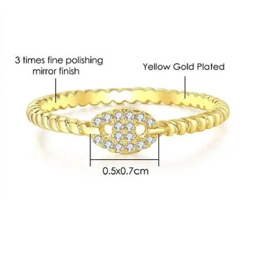 Luxusierter Damenring 0,5 x 0,7 cm Form eines Schweineschnauze Graviertes Dekor Geflochtenes Muster Elegantes Schmuckstück für Frauen Geschenk