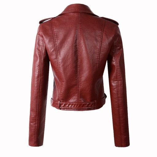 Luxusná dámska bunda z umelej kože - Červená