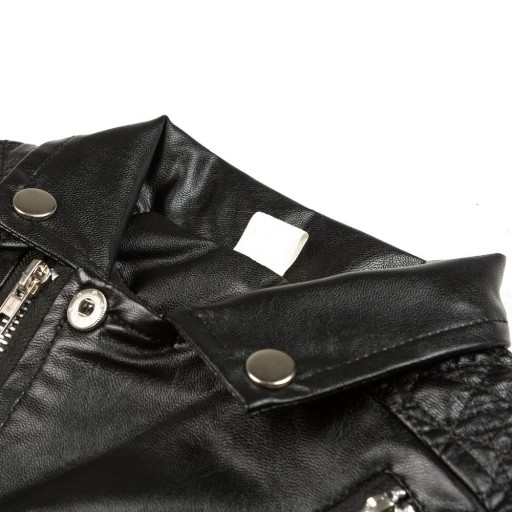 Luxusná dievčenská bunda z umelej kože - Čierna
