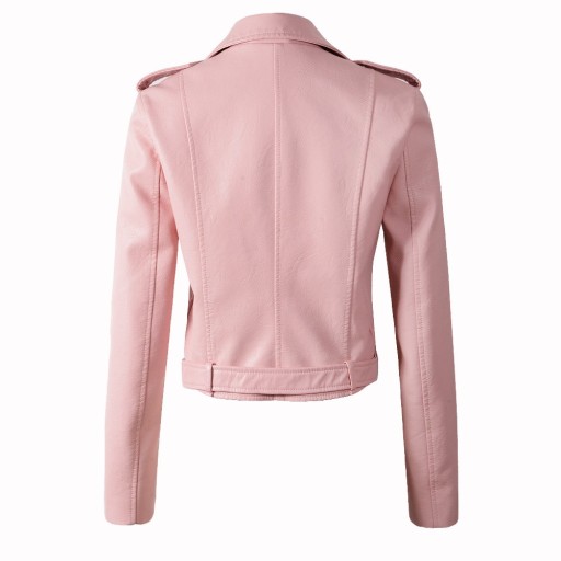 Luxusní dámská bunda z umělé kůže - Růžová