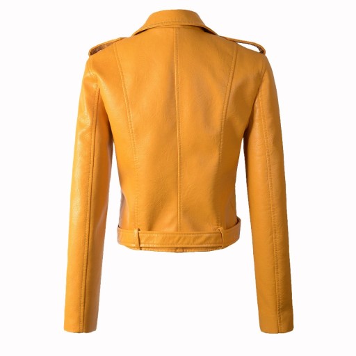 Luxusní dámská bunda z umělé kůže - Žlutá