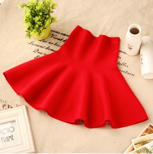 Luxusní dívčí sukně s vysokým pasem - Červená