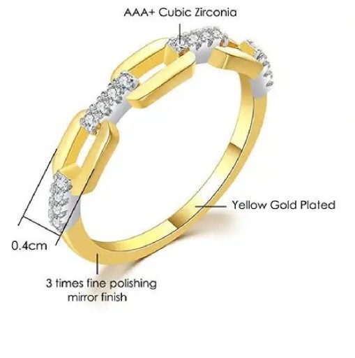 Luxusos női gyűrű 0,4 cm Modern, láncos dizájn Díszített dekoratív kövekkel Elegáns ékszer mindennapi viseletre és ünnepi alkalmakra