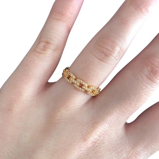 Luxusos női gyűrű 0,45 cm Modern lánc design Dekoratív kövek Elegáns divatékszer Állítható gyűrű nőknek