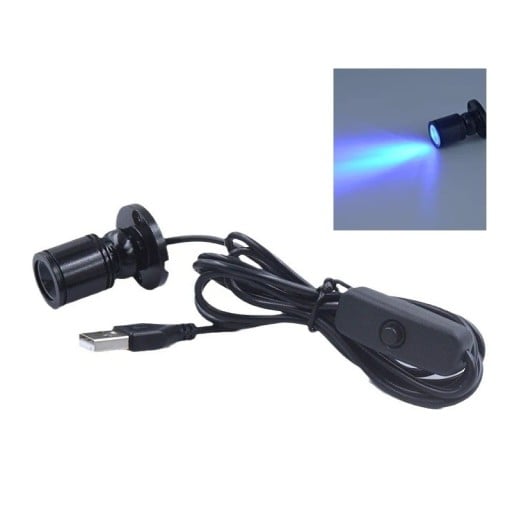 Luz LED mini de ponto USB com interruptor 1,5 m em alumínio preto, luz rotativa para vitrines, decoração e mesa