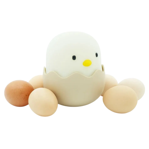 Luz nocturna LED USB en forma de pollito en concha 10 x 10 x 12 cm Lámpara de silicona Luz cálida y fría Batería recargable de 1200 mAh