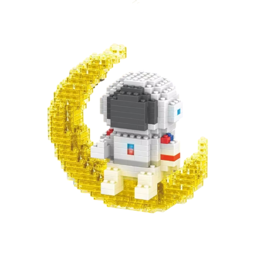 Lysende astronaut 9.2 x 4.5 x 9.3 cm Mikro mursten LED byggesæt Lille astronaut på Månen Rummblokke uddannelsessæt til voksne og børn