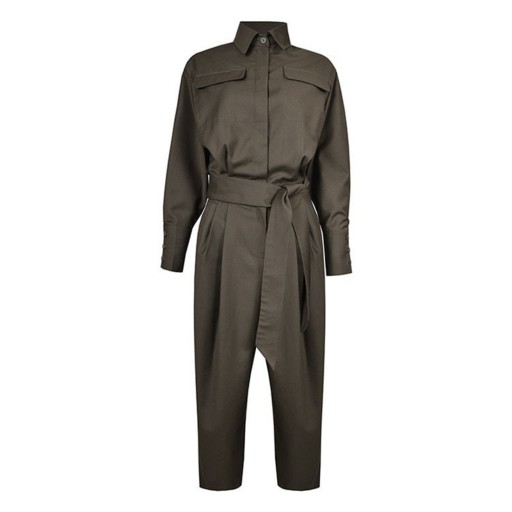 Macacão de camisa feminino castanho