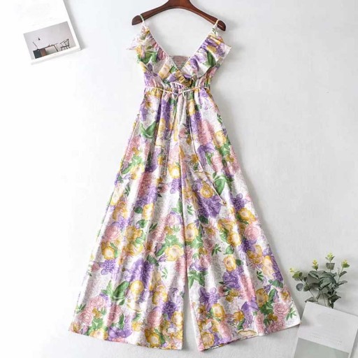 Macacão feminino floral com folhos A2049