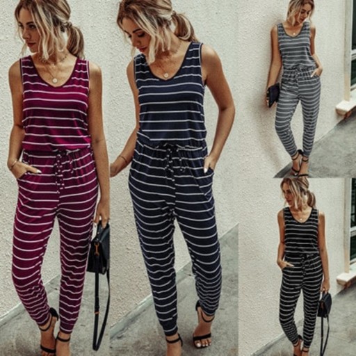 Macacão riscado feminino A2019