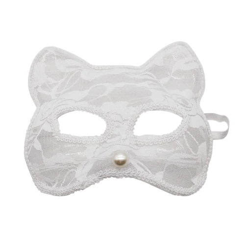 Mačacia čipková maska biela
