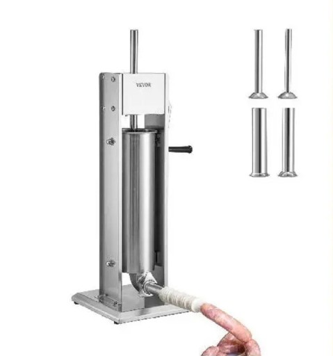 Macchina verticale per salsicce 3 l Riempitrice manuale per salsicce in acciaio inossidabile Macchina per riempire salsicce con 4 tubi di riempimento 31 x 52 cm