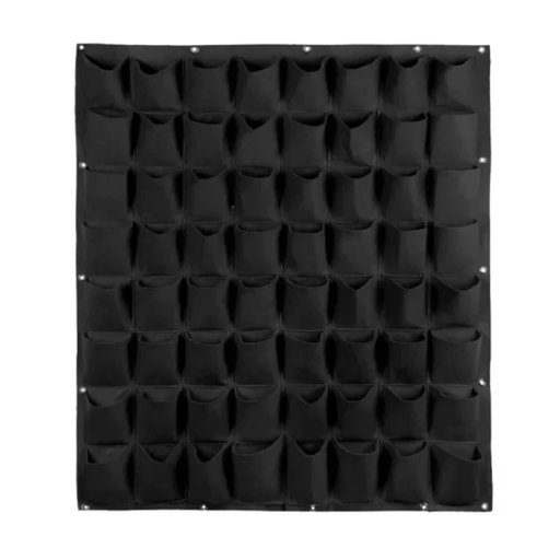 Macetero colgante de hierbas de 100 x 100 cm, 64 bolsillos, de tela, vertical, organizador de pared para jardín, ideal para cultivar verduras