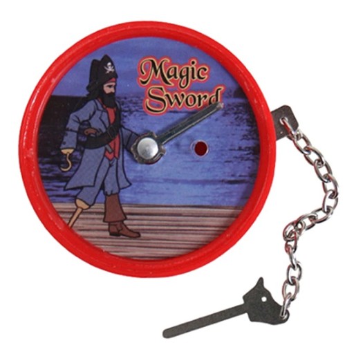 Magical Pirate Sword 5.5 cm Illusion Trick Disk with Piercing Sword for Children Fun Magic Prop with Chain