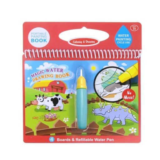 Magische waterkleurboek met dinosaurussen en boerderij herhaaldelijk tekenen 19x20 cm papieren rode boek met pen voor kinderen