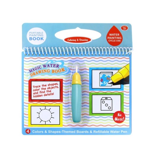 Magische waterkleurboek met vormen en kleuren herhaaldelijk tekenen 19x20 cm papieren blauwe boek met pen voor kinderen leren