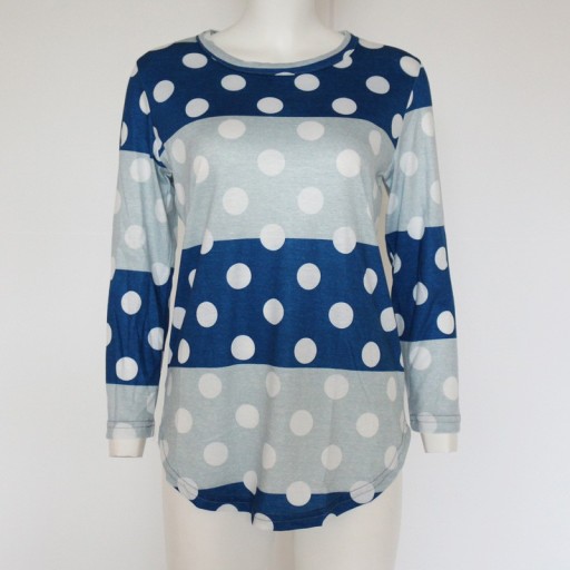 Maglietta a righe da donna con maniche lunghe e pois