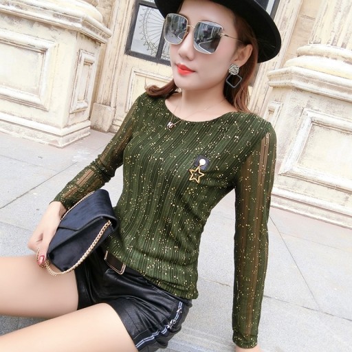 Maglietta scintillante da donna con maniche lunghe B291