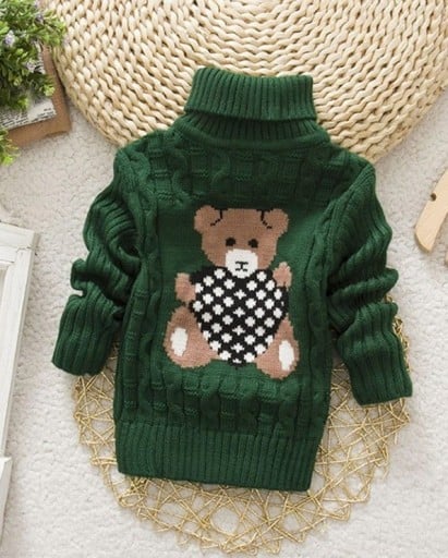 Maglione a collo alto per bambini con orsetto J2889