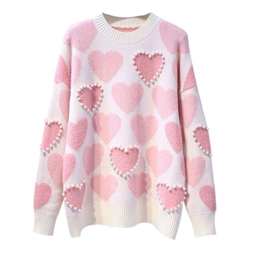 Maglione da Donna con Cuori e Perle