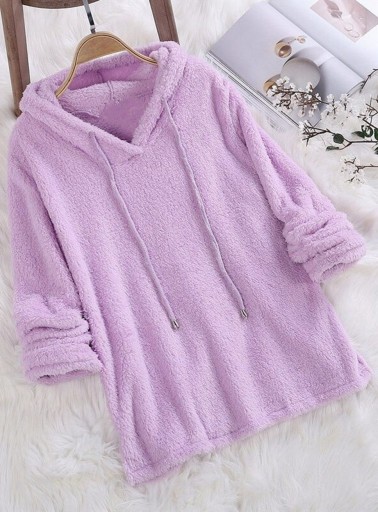 Maglione femminile peloso con cappuccio G424