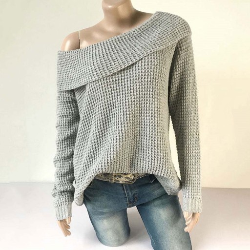 Maglione lavorato a maglia da donna con spalla scoperta G280