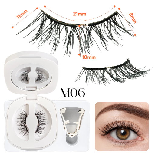 Mágneses műszempillák 21 mm hosszúság 8–11 mm 1 pár Applikátorral ellátott készlet Újrahasználható ragasztós szempillák Természetes szemöldökváltozat