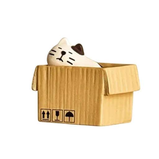 Magnet 3D pisică în cutie magnet decorativ 3×2 cm plastic + magnet bej maro design magnet pentru frigider tablă