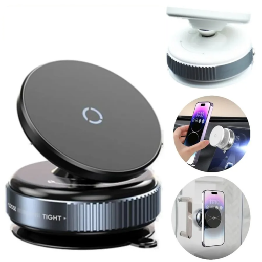 Magnetic Vacuum Phone Holder for Car Magsafe 6 x 4.5 cm Rotating Joint 360° Strong Grip Compatible with iPhone Dashboard Holder