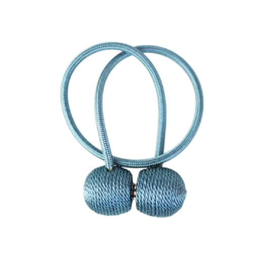 Magnetická spona na záclony s opleteným lankem 49 cm polyester a magnet dekorativní úchyt pro závěsy a záclony