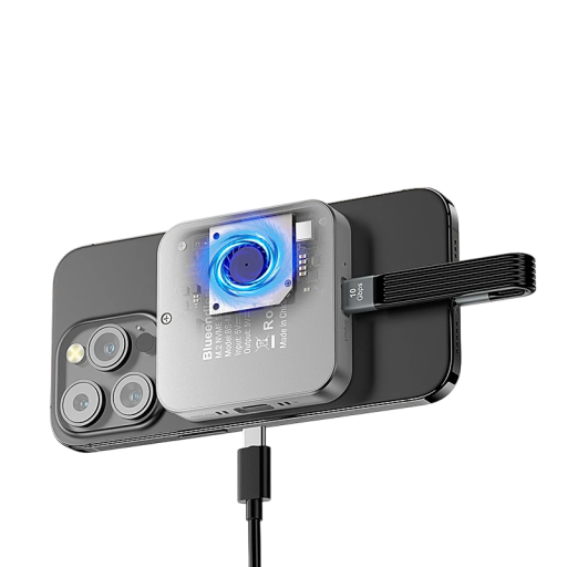 Magnetický box pro SSD USB 3.1 typu C Rychlost 10 Gb/s Podpora až 2 TB Hliníková slitina s ventilátorem Šedý Pro M.2 NVMe 2230 i 2242