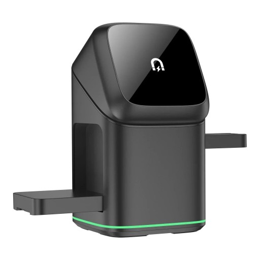 Magnetinen langaton latausasema 3v1 15 W kosketuskäännöllä iPhone Apple Watch ja AirPods vetolataajilla musta