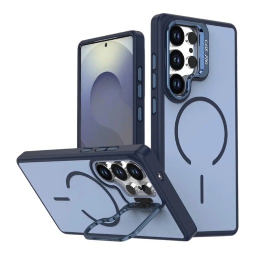 Magnetische hoes voor Samsung Galaxy A17 5G Duurzame Opvouwbare standaard rond de camerakader Ondersteuning voor draadloos opladen Telefoonhoes