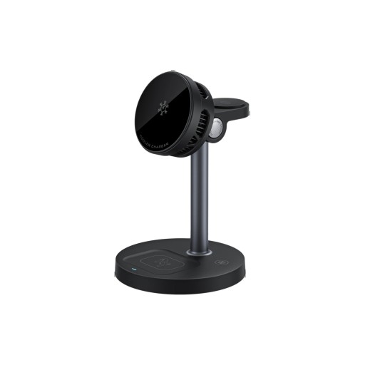Magnetische Ladestation 3 in 1 15 W mit TEC-Kühlung und Ventilator Höhe 139 mm Drehbarer Ständer für iPhone Apple Watch und AirPods Schwarz