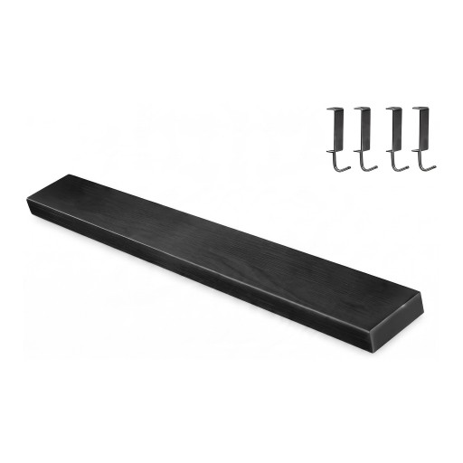 Magnetische messenhouder 50 x 4 cm met 4 haken RVS Zelfklevend en voor schroeven Zwart Wandhouder voor messen en gereedschap Voor de keuken