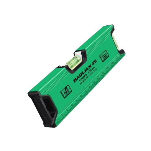 Magnetische Wasserwaage aus Aluminium mit doppelter Blase Länge 155 mm Breite 14 mm Höhe 54 mm präzise Alkoholwasserwaage grün