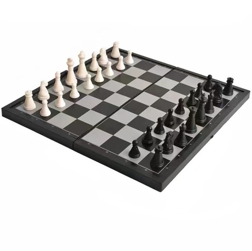 Magnetisk sort skak 20 x 20 cm foldbart plastik skakbræt bærbart rejseskaksæt kompakt brætspil til børn og voksne
