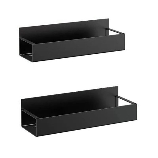 Magnetiska förvaringshyllor 2 st 27 × 7,5 × 5 cm och 29,5 × 7,5 × 5 cm av svart ABS-plast för organisering av utrymmet