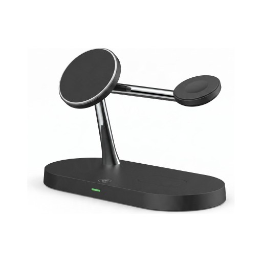 Magnettinen langaton latausasema 3v1 15 W yövalolla ja USB-ulostulolla iPhone, Apple Watch ja AirPods