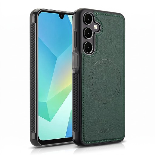 Magnetyczny pokrowiec na Samsung Galaxy A26 z wyglądem skóry i przeszyciami Vroubkovane boki Ochronny pokrowiec na telefon do magnetycznego uchwytu w samochodzie
