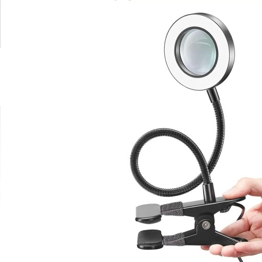 Magnifying Glass with 10x Magnification and LED Lighting Clip for Attachment Flexible Neck 360° Adjustable Colour and Brightness Light for Handicrafts