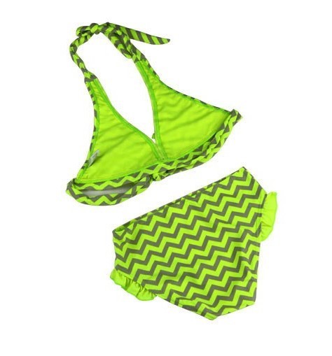 Maillot de bain deux pièces pour fille avec motif - Vert