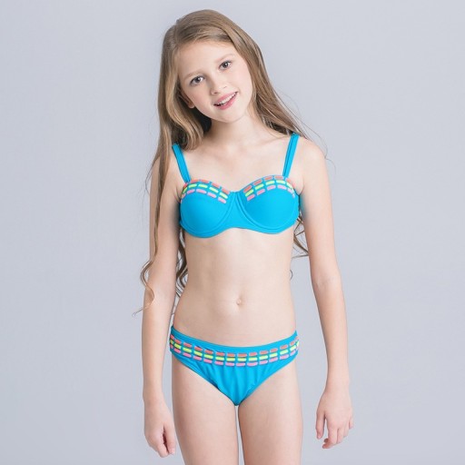 Maillot de bain deux pièces pour fille - Bleu