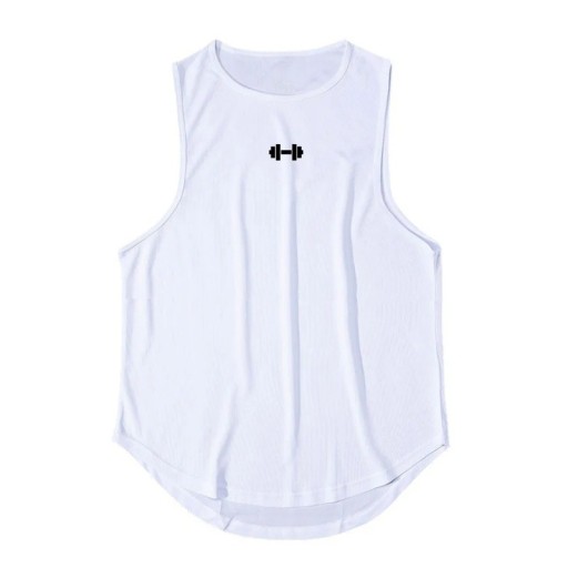 Maiou de fitness pentru bărbați Material sportiv din poliester Decolteu rotund Design uni Imprimare cu gantere pe piept