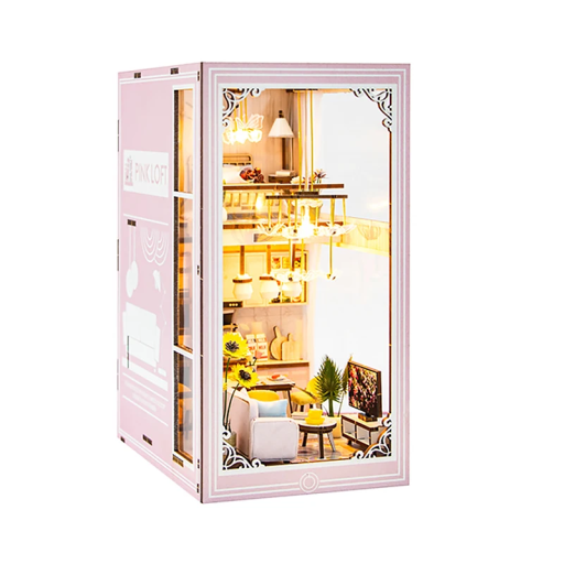 Maison de poupée 11,6 x 18 x 23 cm, kit de construction en bois 3D à monter soi-même avec éclairage LED, meubles à assembler, décoration, modèle