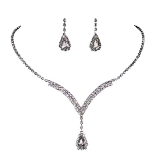 Majestic Necklace with Earrings Gemstone Set Copper Alloy Luxury Lightweight Wedding Jewellery for Bride