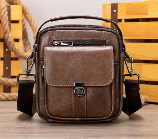 Mala de couro masculina a tiracolo T338