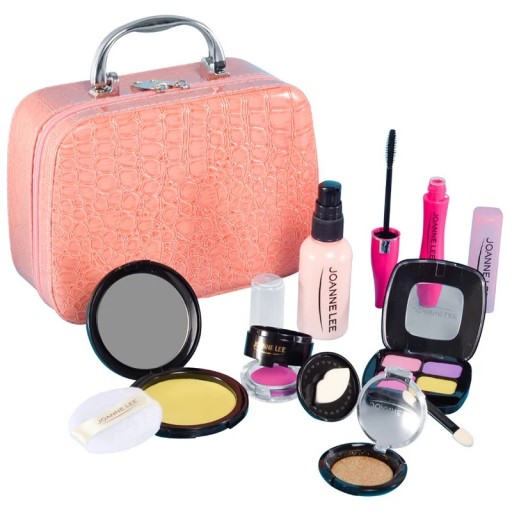 Mala de Maquilhagem 20 x 8 x 19 cm Conjunto de Maquilhagem para Crianças 12 Peças Produtos de Maquilhagem Simulados com Batom Rímel