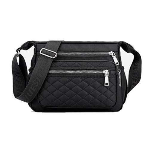 Mala de senhora crossbody Formato retangular Vários compartimentos com fecho Compartimento frontal acolchoado Alça larga e ajustável Nylon