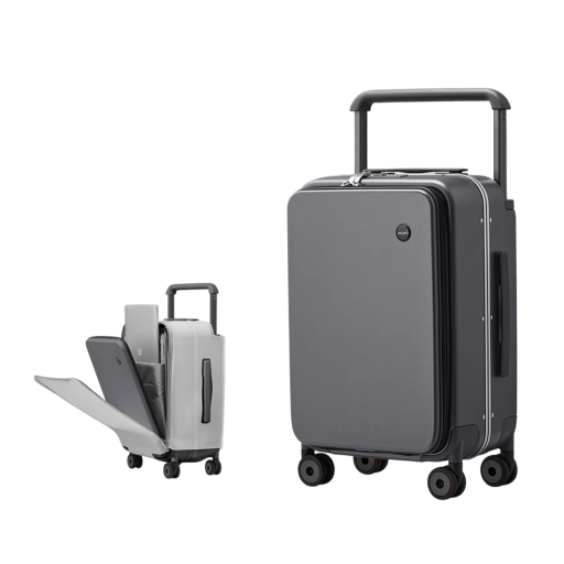 Mala de viagem com rodas 60 cm Estrutura em alumínio e PC Cabo telescópico largo Bolsa interna multifuncional Grande bagagem de viagem